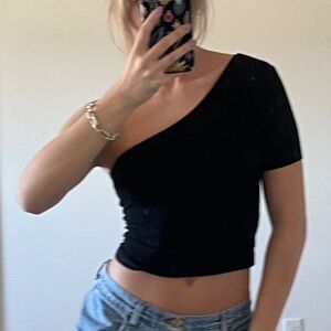 GBTSO One-Shoulder‎ Ribbed Knit T-Shirt Womens Size XS